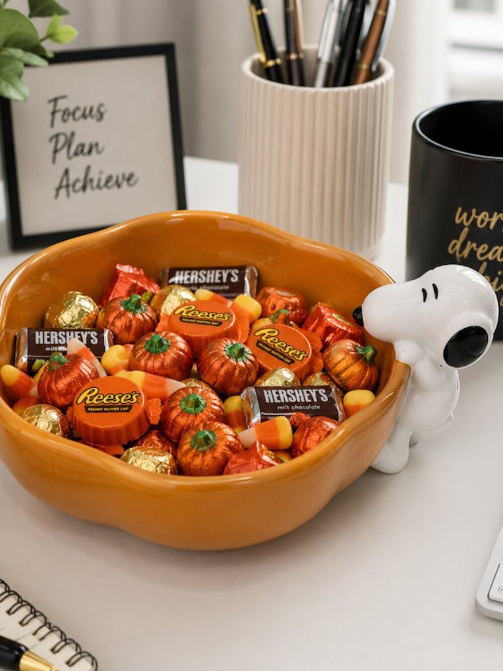 Peanuts Snoopy Pumpkin Candy Bowl, Rae Dunn Fall Decor,